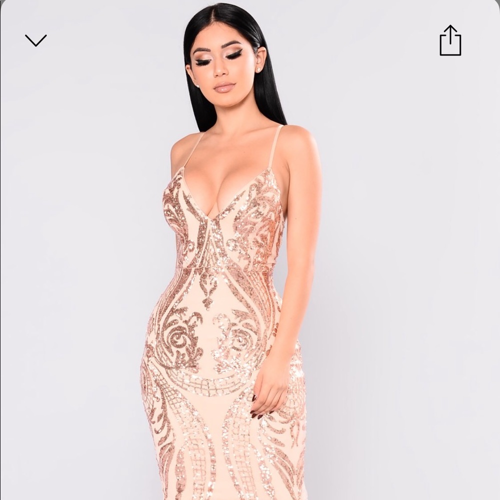 Fashion nova Ashe sequin rose gold dress XL